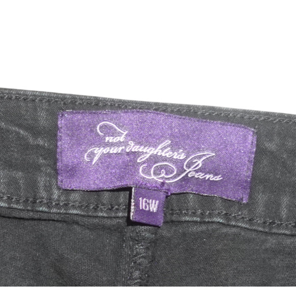 NYDJ Black Denim Skirt Size 16W 5-Pocket Fly Button Belt Loops Back Slit USA EUC - Picture 6 of 16